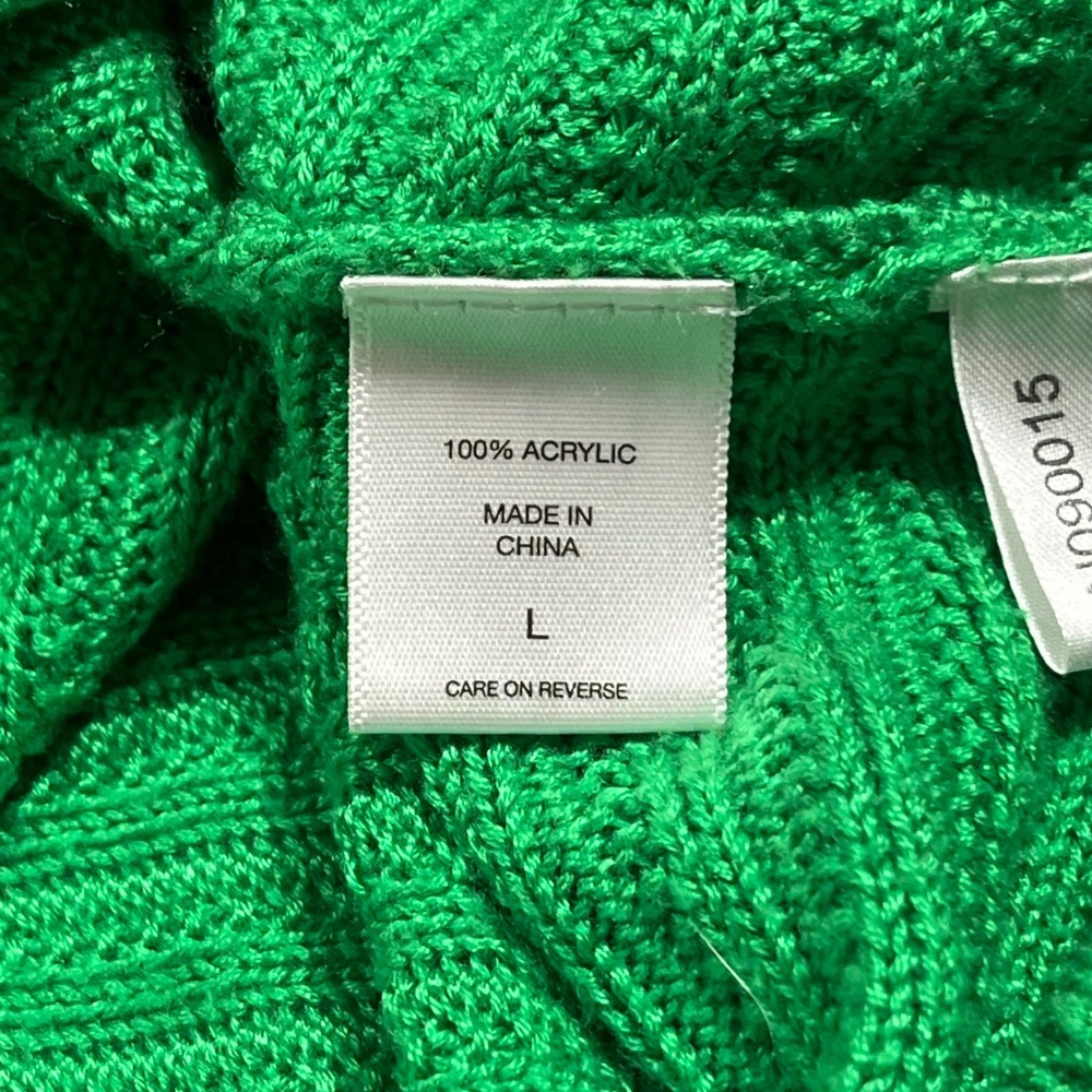 NY&CO Y2K Kelly Green Open Knit Sweater Preppy Old Money Indie Granola Large - Picture 8 of 9